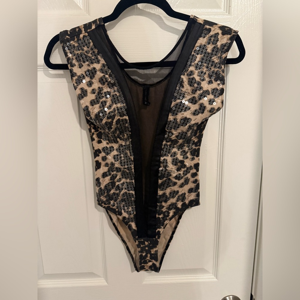 Leopard Print Sheer Chemise bodysuit